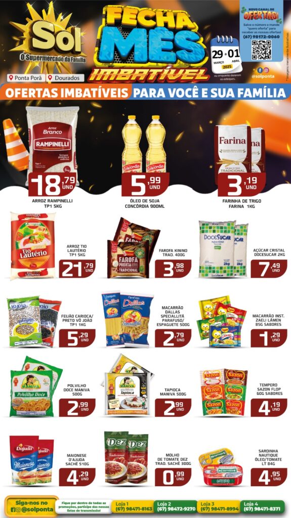 Confira as ofertas Fecha Mês do Supermercado Sol