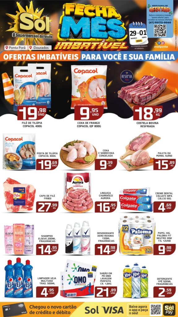 Confira as ofertas Fecha Mês do Supermercado Sol