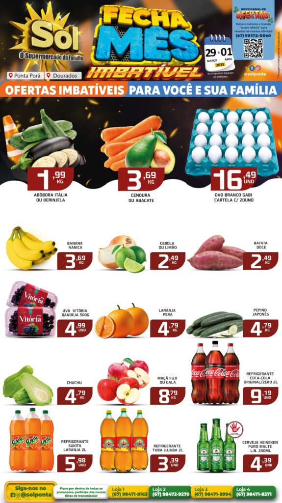 Confira as ofertas Fecha Mês do Supermercado Sol