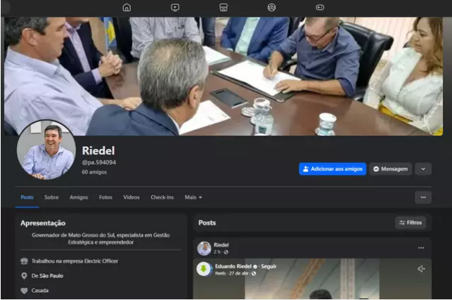 Governador denuncia perfil falso dele criado para dar golpes