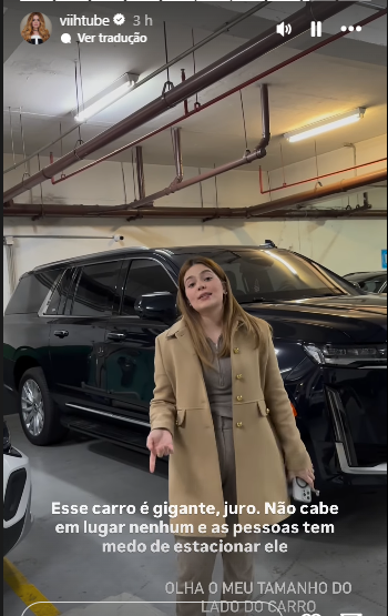 Viih Tube mostra carro de luxo e brinca sobre tamanho: ‘As pessoas têm medo’