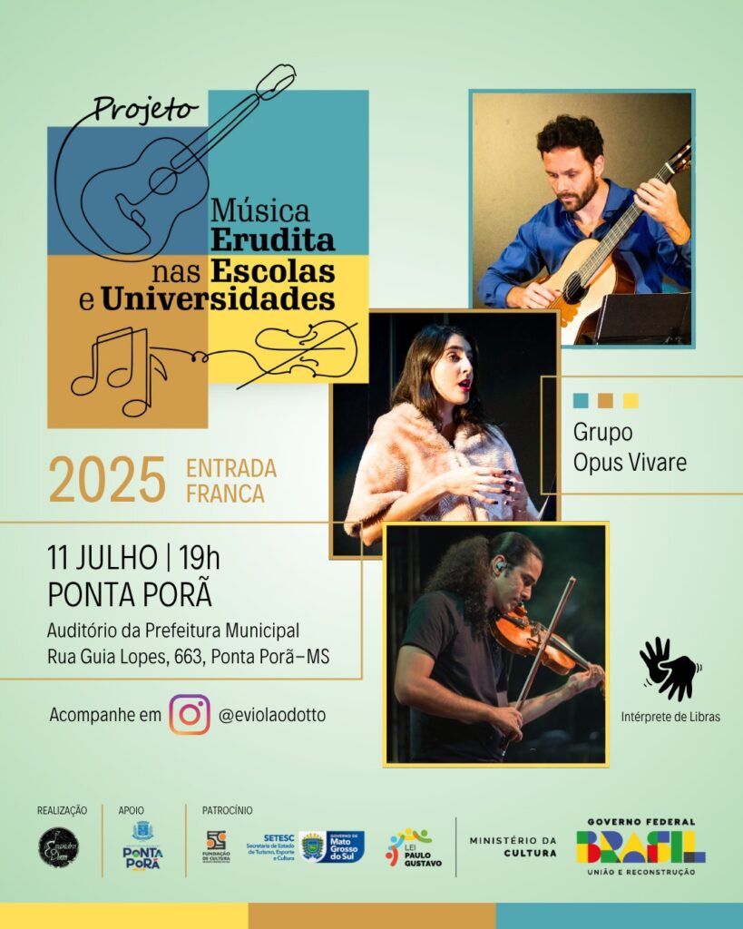 Ponta Porã recebe projeto de música erudita que une clássicos e sons da fronteira  