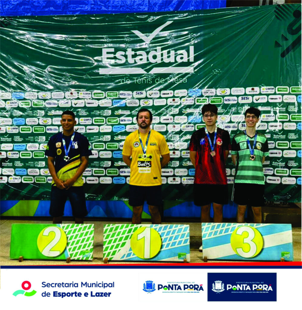 Mesatenistas de Ponta Porã conquistam 1 ouro e 3 medalhas de prata em etapa estadual