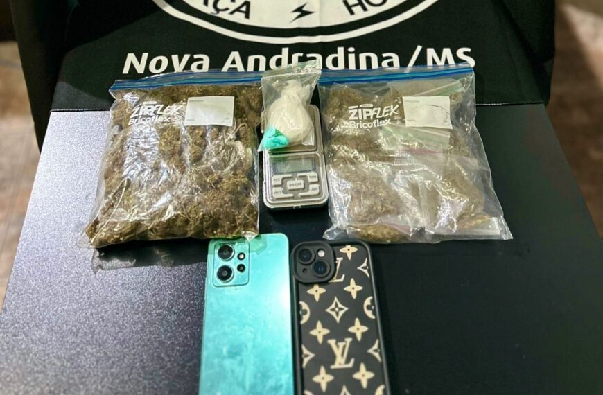 Rapaz é preso com porções de cocaína e maconha em Nova Andradina
