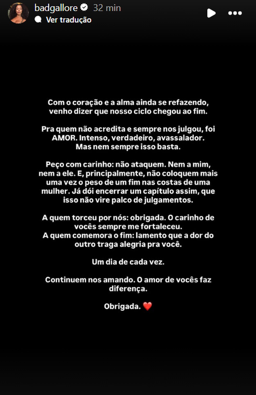Lorena Maria anuncia fim do relacionamento com MC Daniel: ‘Dói’ Lorena Maria anuncia fim do relacionamento com MC Daniel — Foto: Reprodução/Instagram