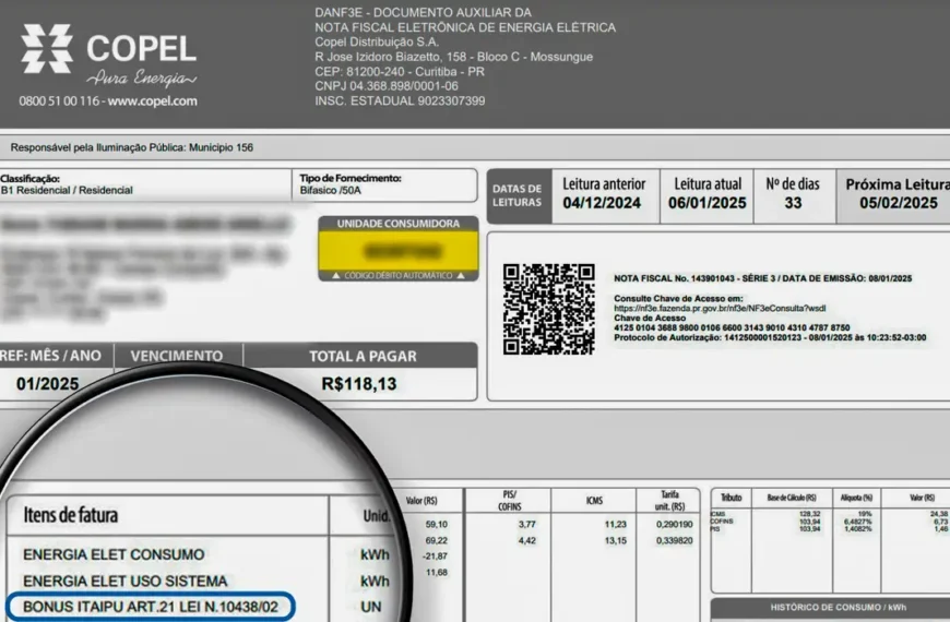Bônus Itaipu dará desconto médio de R$ 11,59 na conta de luz de agosto