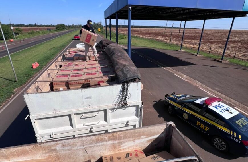 Motorista tenta fugir para a mata, mas é preso com 40 mil pacotes de cigarros na BR-163