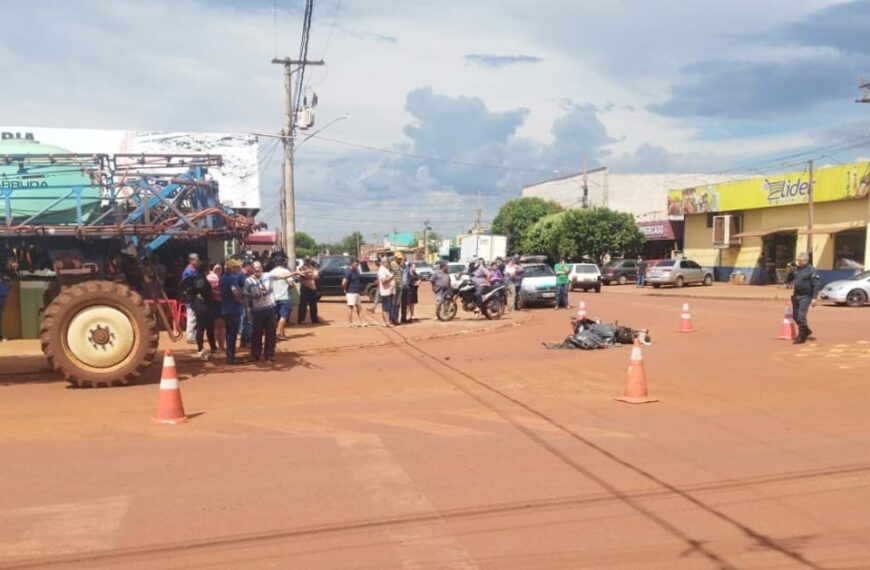 Acidente fatal entre pulverizador e motocicleta deixa uma vítima em Nova Itamarati