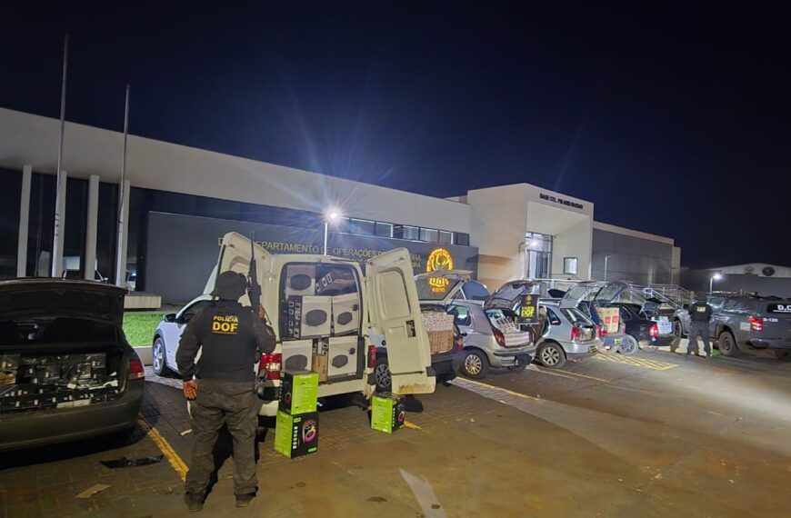 Comboio é interceptado com R$ 450 mil em produtos de contrabando e descaminho
