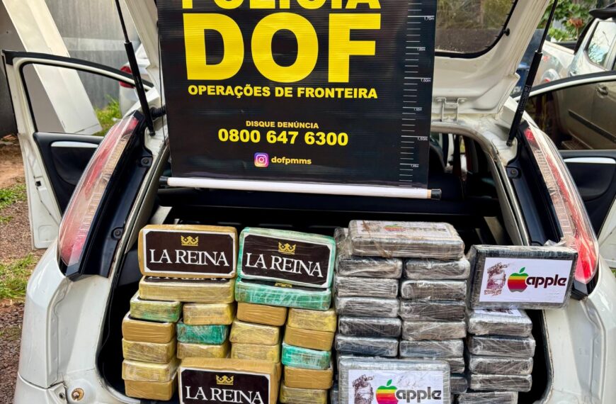 DOF apreende 50 quilos de cocaína em Ponta Porã