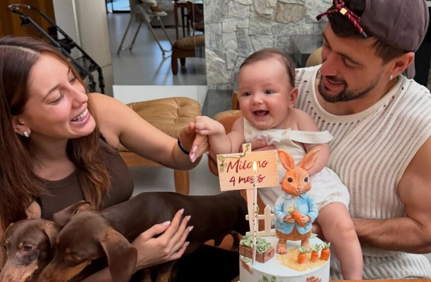 Arrascaeta comemora quatro meses do filho Milano com registros em família: ‘Amor