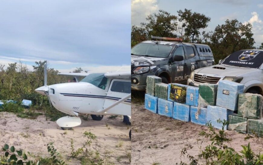 Polícia apreende avião e quase meia tonelada de cocaína em MT