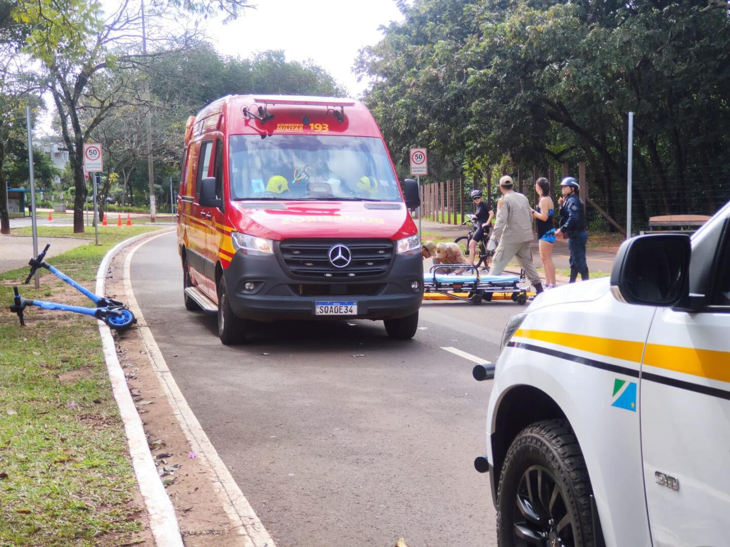 Primeiro fim de semana dos patinetes no Parque dos Poderes tem acidentes e irregularidades